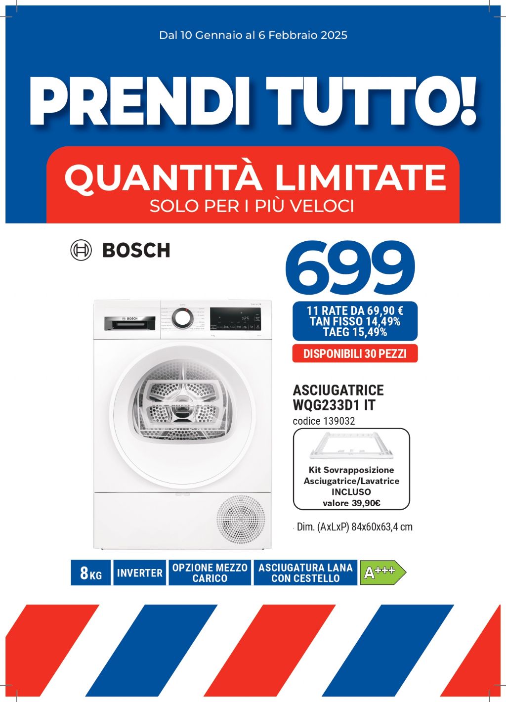 ASCIUGATRICE BOSCH WQG233D1IT 8KG